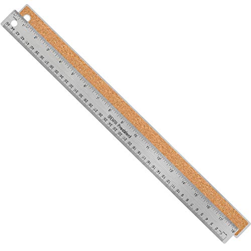 Product Cover Breman Precision Stainless Steel Metal Ruler I Straight Edge Ruler with Inch and Metric Graduations for School Office Engineering Woodworking I Flexible with Non-Slip Cork Back I 18-Inch Ruler