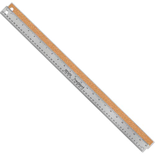 Product Cover Breman Precision Stainless Steel Metal Ruler I Straight Edge Ruler with Inch and Metric Graduations for School Office Engineering Woodworking I Flexible with Non-Slip Cork Back I 24-Inch Ruler