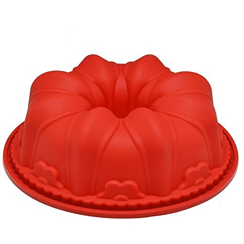 Product Cover CHICHIC 9.8 Inch Silicone Fluted Bundt Pan Classic Nonstick Flower Cake Pan Mold for Baking Bundt Cake, Pound Cake, Flexible Silicone FDA Certified, BPA Free Professional Bakeware