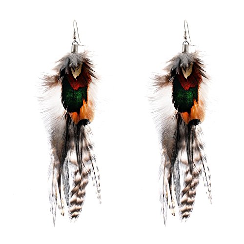 Product Cover Lureme Bohemian Style Multicolor Pheasant Feathers Dangle Earrings for Women and Girls (02004768)