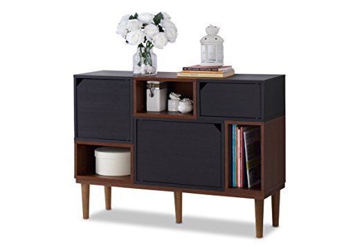 Product Cover Baxton Furniture Studios Anderson Mid-Century Retro Modern Oak and Wood Sideboard Storage, Espresso