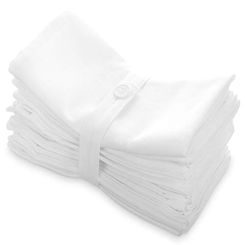 Product Cover Aunti Em's Kitchen White Cotton Napkins Cloth 20 x 20 Oversized 100% Natural Bulk Linens for Dinner, Events, Weddings, Set of 12