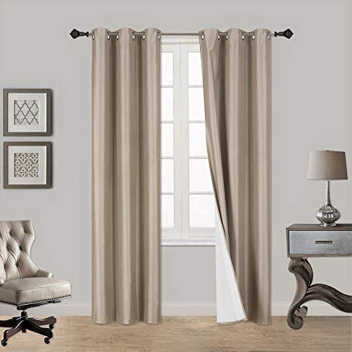 Product Cover Gorgeous Home *DIFFERENT SOLID COLORS & SIZES* (#72) 1 PANEL SOLID THERMAL FOAM LINED BLACKOUT HEAVY THICK WINDOW CURTAIN DRAPES BRONZE GROMMETS (TAUPE TAN, 84