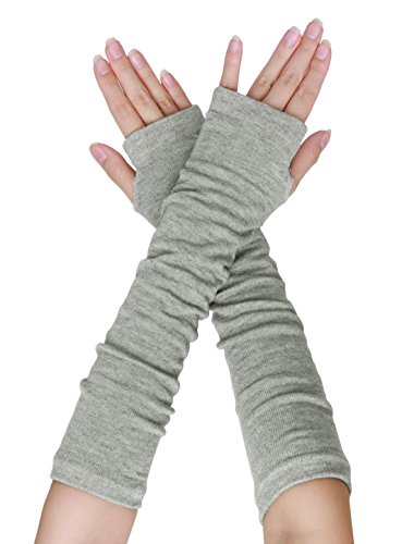 Product Cover uxcell Ladies Stretchy Thumbhole Fingerless Arm Warmers Gloves Pair, One Size, Gray