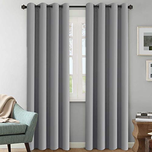 Product Cover H.VERSAILTEX Blackout Room Darkening Curtains/Window Panel Drapes - (Grey Color) - 2 Panels - 52 inch Wide by 84 inch Long Solid Dove Gray Pattern,Grommet Top