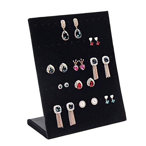 Product Cover Valdler Earring Holder Velvet Fabric Display Holder Organizer Jewelry Displays 30 Pairs Black
