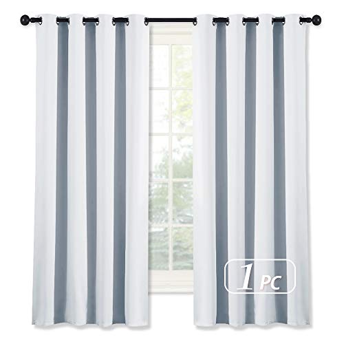 Product Cover NICETOWN Room Darkening Curtain for Bedroom - (Greyish White/Silver Grey Color) Solid Thermal Insulated Blind Room Darkening Drape/Drapery for Windows,52x63 inches, 1 Pack