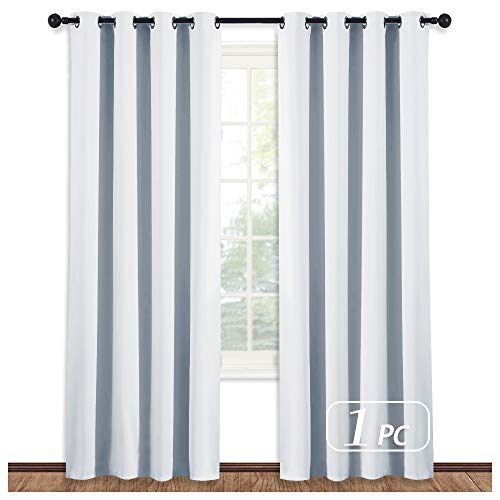 Product Cover NICETOWN Room Darkening Window Curtain Panel - (Greyish White/Silver Grey Color) Solid Thermal Insulated Blind Privacy Drape for Bedroom,52x84 inches, 1 Pack