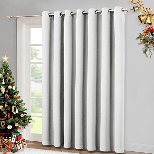 Product Cover NICETOWN Vertical Blinds for Sling Door - Silver Grommet Top Blackout Window Curtains, Privacy Blinds for Patio, Extra Wide Drapes (Greyish White, W100 x L84)