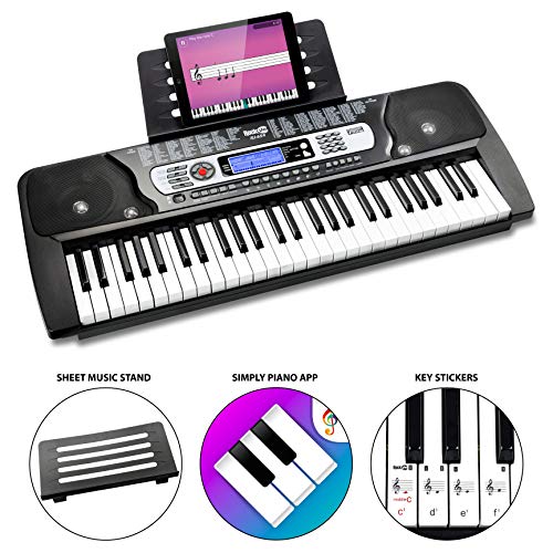 Product Cover RockJam 54-Key Portable Electronic Keyboard with Interactive LCD Screen & Includes Piano Maestro Teaching App with 30 Songs