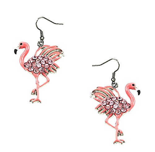 Product Cover DianaL Boutique Pink Flamingo Earrings Rhinestone Crystal Enamel Gift Boxed