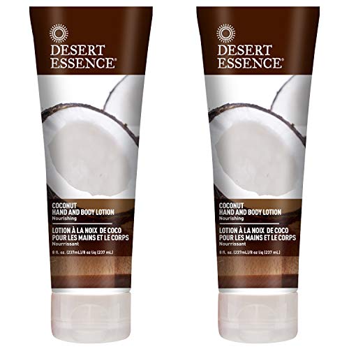 Product Cover Desert Essence Coconut Hand & Body Lotion - 8 Fl Oz - Pack of 2 - Nourishing - Hydrates & Softens Skin - Essential Oils - Rejuvenate - Shea Butter - Jojoba Oil - Daily Skin Care - Tropical Extracts