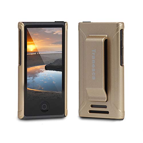 Product Cover iPod Nano 7 case,Tranesca iPod Nano 7th & 8th Generation Rubber Cover Shell case with Belt Clip - Shiny Gold