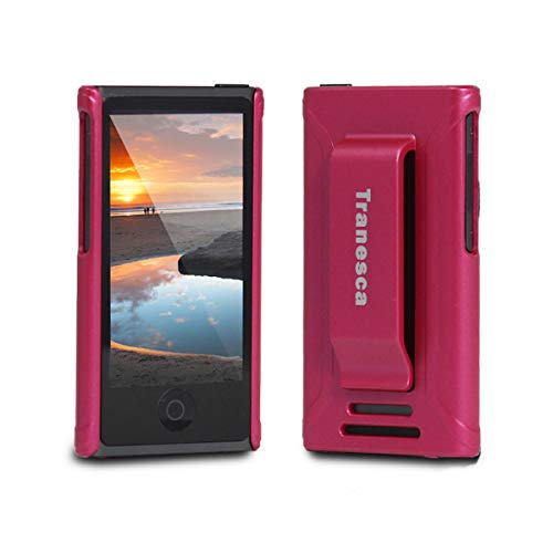 Product Cover iPod Nano 7 case,Tranesca iPod Nano 7th & 8th Generation Rubber Cover Shell case with Belt Clip - Rosy Pink