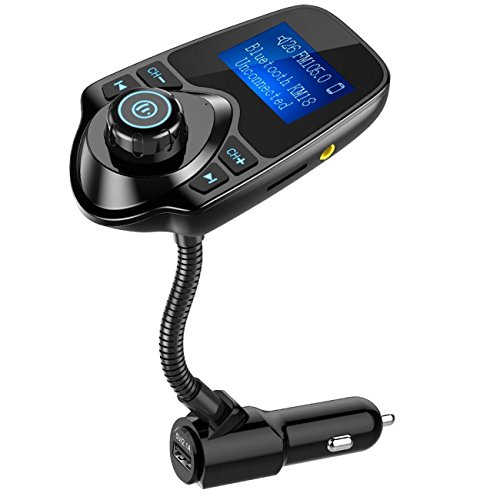 Product Cover Nulaxy Bluetooth Car FM Transmitter Audio Adapter Receiver Wireless Hands Free Car Kit W 1.44 Inch Display - KM18 Black