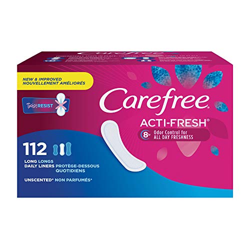 Product Cover Carefree Acti-Fresh Body Shaped Panty Liners, Flexible Protection That Molds to Your Body, Long, 112 Count