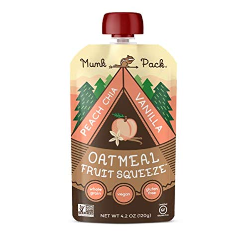 Product Cover Munk Pack Oatmeal Fruit Squeeze Pouch, Peach Chia Vanilla, 4.2 oz (Pack of 6)