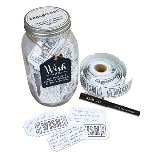 Product Cover Top Shelf Engagement Wish Jar With 100 Tickets, Pen, and Decorative Lid