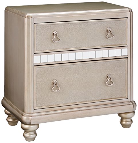 Product Cover Bling Game 2-drawer with Stacked Bun Feet Nightstand Metallic Platinum