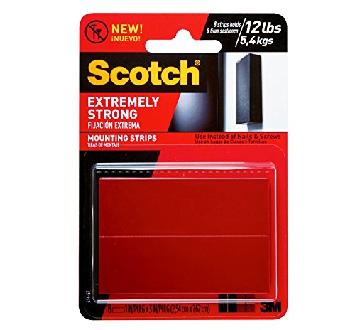 Product Cover Scotch Brand 051141397252 Scotch Extremely Strong Mounting, 1 x 3-inches, Black, 8-Strips (414P-ST)