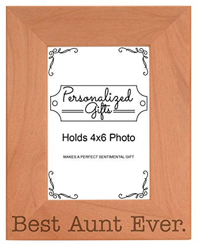 Product Cover ThisWear Gift for Aunt Best Aunt Ever Mothers Day Natural Wood Engraved 4x6 Portrait Picture Frame Wood