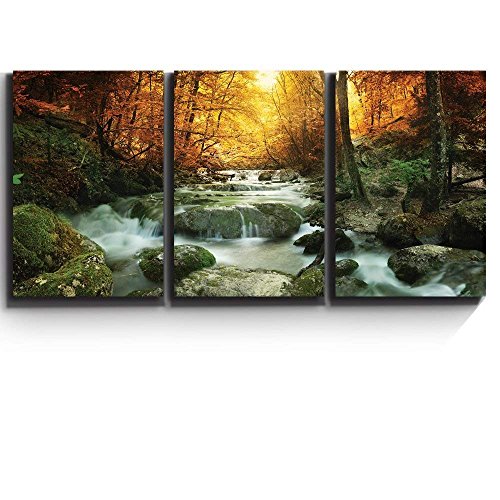 Product Cover wall26 - Forest Waterfall Scene - Canvas Art Wall Decor - 16