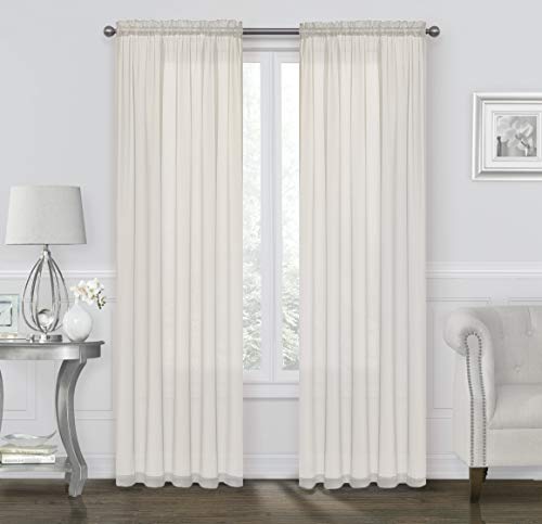Product Cover GoodGram 2 Pack: Ultra Luxurious High Thread Rod Pocket Sheer Voile Window Curtains Assorted Colors (Beige)