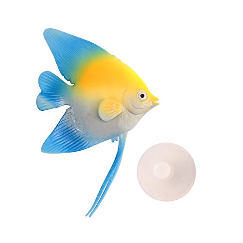 Product Cover Aquarium Ornament Saim Glowing Effect Artificial Angelfish for Fish Tank, Decorative (Blue)