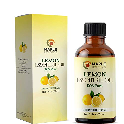 Product Cover Lemon Essential Oil Therapeutic Grade Aromatherapy for Diffuser - 100% Pure Cold Pressed Undiluted Oil for Stress - Lemon Oil for Skin + Hair - Multipurpose Cleaner - Energizing + Uplifting Aroma