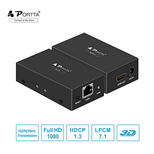 Product Cover Portta HDMI Extender 60m/190ft Lossless Transmission over Single UTP CAT5e/CAT6 Cable Support Full HD 1080p and 3D for HDTV PS3 PS4 HD-DVD/DVD/ Blue-Ray Player