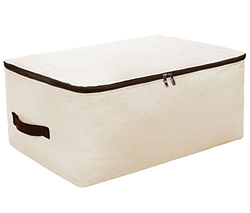 Product Cover iwill CREATE PRO Large Canvas Soft Bedding, Garment Storage Organizer Bag for Wardrobe, Beige