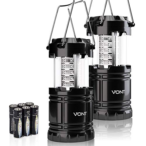 Product Cover Vont 2 Pack LED Camping Lantern, Super Bright Portable Lanterns, Must Have During Hurricanes, Emergencies, Storms, Outages, Original Patented Collapsible Camping Lights/Lamp (Includes Batteries)