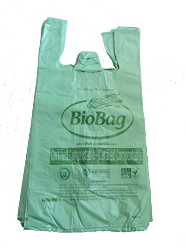 Product Cover BioBag Biodegradable Bags - Compostable Bags, Regular Size T-Shirt Style (1 Bundle of 50)