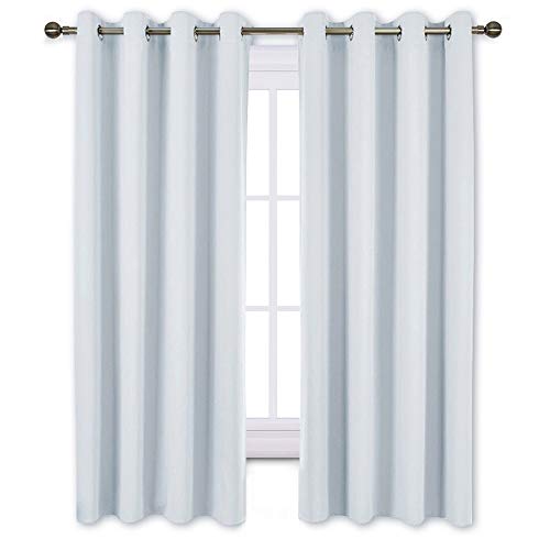 Product Cover NICETOWN Greyish White Room Darkening Curtain Panels - Window Treatment Thermal Insulated Grommet Room Darkening Curtains/Panels/Drapes for Bedroom (2 Panels, 52 by 63, Greyish White)