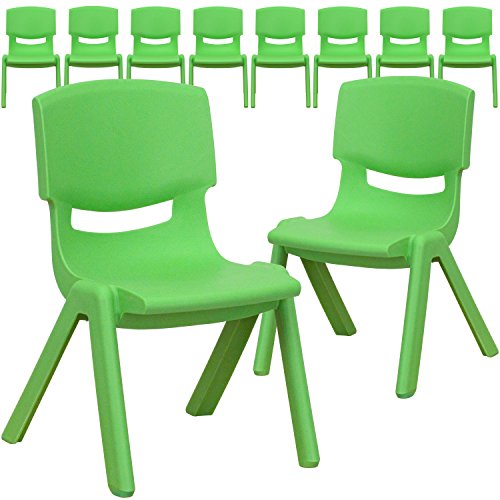 Product Cover Flash Furniture 10 Pk. Green Plastic Stackable School Chair with 10.5'' Seat Height -