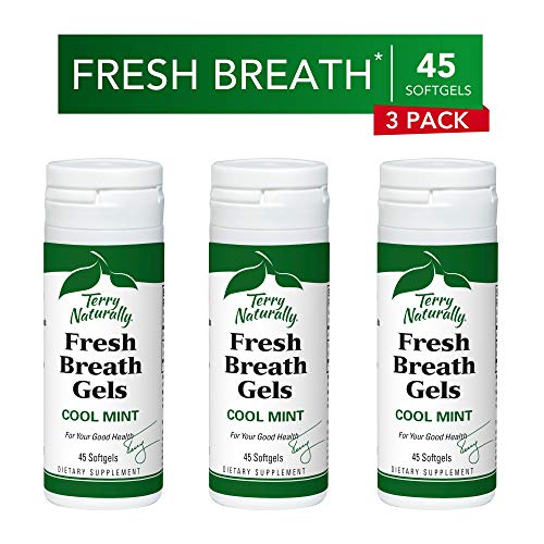 Product Cover Terry Naturally Fresh Breath Gels (3 Pack) - Cool Mint Flavor, 45 Softgels - Sugar-Free Peppermint Oil Breath Mints, Chemical-Free - Non-GMO, Gluten-Free - 135 Servings