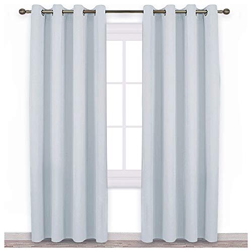 Product Cover NICETOWN Room Darkening Curtain Panels - Home Fashion Ring Top Thermal Insulated Room Darkening Curtains for Bedroom/Nursery (2 Panels, 52 inches W x 95 inches, Greyish White)