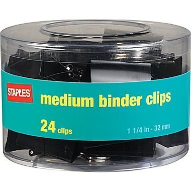 Product Cover Staples Medium Metal Binder Clips, Black, 1 1/4