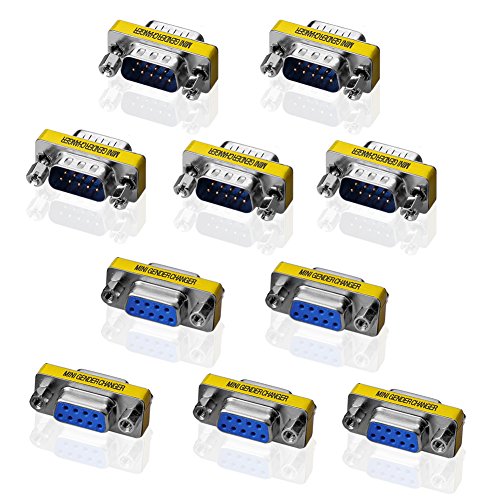 Product Cover SIENOC 5pcs 9 Pin RS-232 DB9 Male to Male 5pcs Female to Female Serial Cable Gender Changer Coupler Adapter Pack of 10