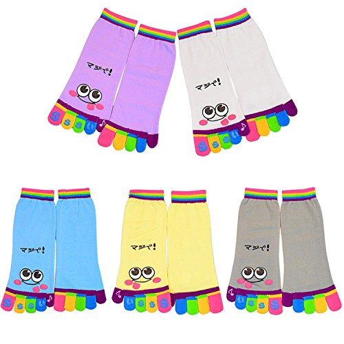Product Cover 5 Pairs Five Toes Trainer Toe Ankle Socks Valentine's Day Gift Girl Women Socks