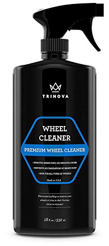 Product Cover TriNova Wheel Cleaner Rim Cleaning Spray - Remove Tire Dirt, Oil Residue, Dust & More - Restores Shine & Clears Stains - Polished, Painted Alloy, Chrome Wheels. 18 OZ