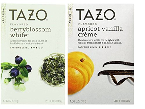 Product Cover Tazo Flavored White Tea 2 Flavor Variety Bundle; (1) Tazo Berryblossom White, and (1) Tazo Apricot Vanilla Creme, 1.06 Oz. Ea.