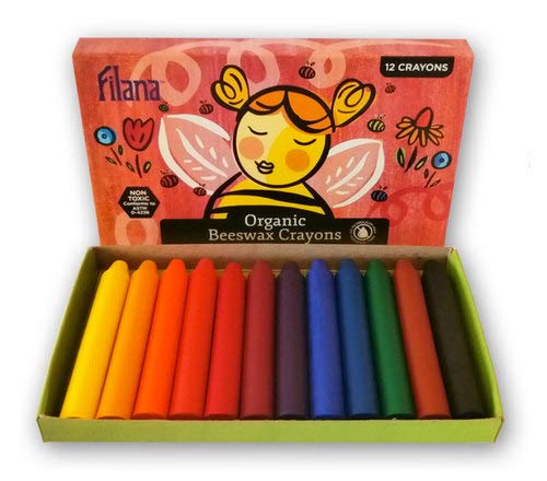 Product Cover FILANA (12 Stick Crayons) Organic Beeswax Stick Crayons, Natural, Non Toxic, Safe for Children, Handmade in The US, No Paraffin or Petroleum Waxes, Rich Colors, Glide Easily