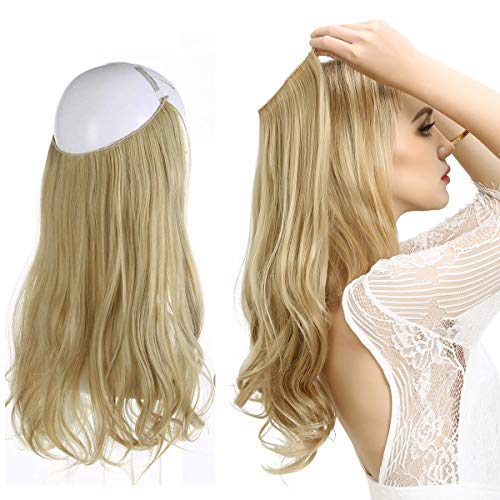 Product Cover Blonde Halo Hair Extension Secret Invisiable Flip Hidden Wire Crown Natural Curly Long Synthetic Hairpiece For Women Japan Heat Temperature Fiber SARLA 18