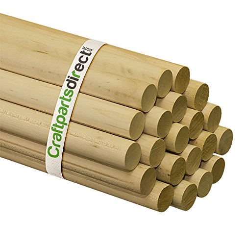 Product Cover 1 Inch x 48 Inch Wooden Dowel Rods - Unfinished Hardwood Dowels for Crafts & Woodworking - by Craftparts Direct - Bag of 2