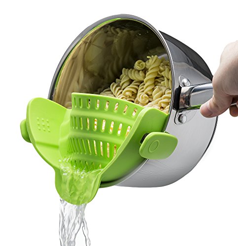 Product Cover Kitchen Gizmo Snap N Strain Strainer, Clip On Silicone Colander, Fits all Pots and Bowls - Lime Green