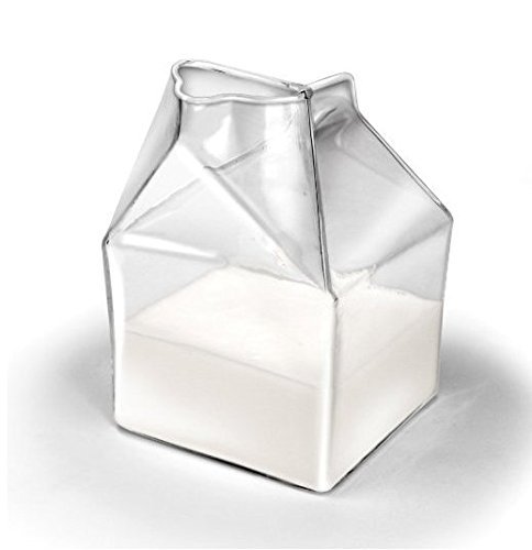 Product Cover Youbedo 1 Half Pint Blown Glass Mini Milk Creamer Carton Container Glass Mini Milk Collect Bottle