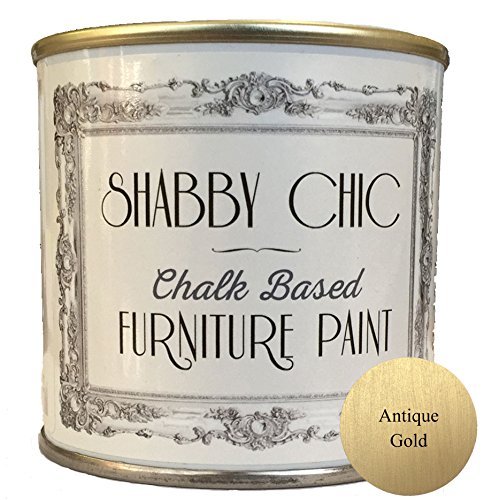 Product Cover Shabby Chic Chalk Based Furniture Paint - Antique Gold 250ml - Chalked, Use on Wood, Stone, Brick, Metal, Plaster or Plastic, No Primer Needed, Made in the UK