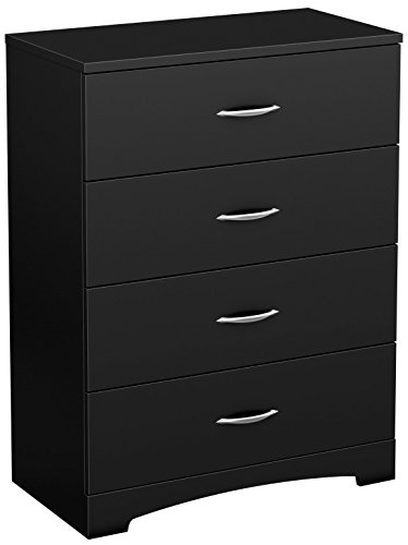 Product Cover South Shore Step One 4-Drawer Dresser, Pure Black with Matte Nickel Handles