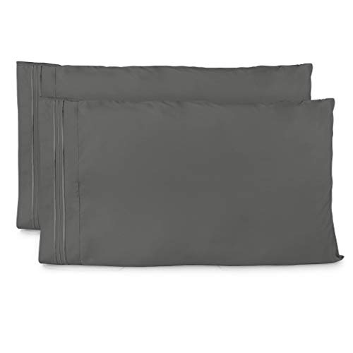 Product Cover Cosy House Collection Pillowcases Standard Size - Grey Luxury Pillow Case Set of 2 - Fits Queen Size Pillows - Premium Super Soft Hotel Quality - Cool & Wrinkle Free - Hypoallergenic